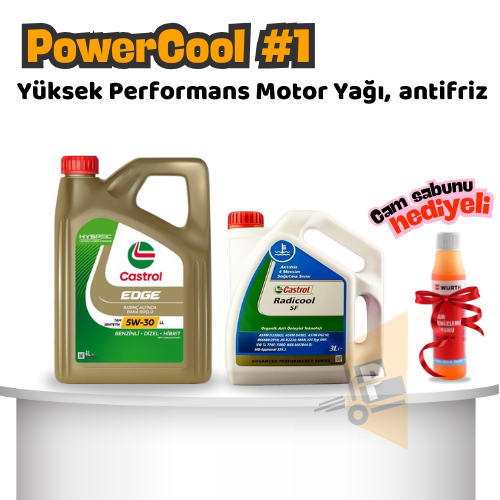 PowerCool #1: Castrol Edge 5w-30 4Lt & Radicool Sf Kırmızı Antifriz 3 Lt Set